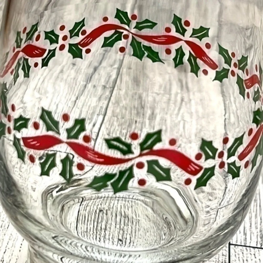 Libbey Holly Berry Gold Rim Glasses Set of 2